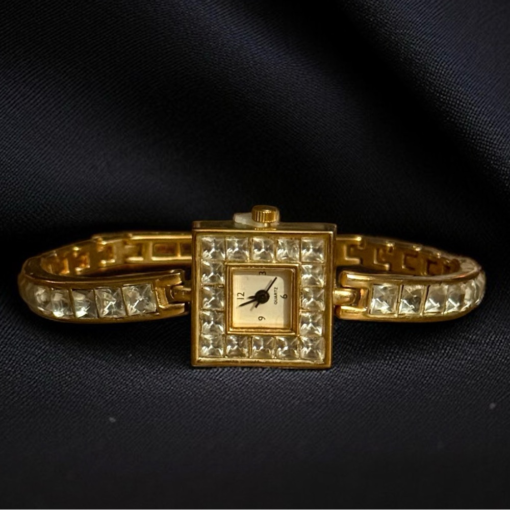 Vintage Yves Rocher gold tone crystal watch